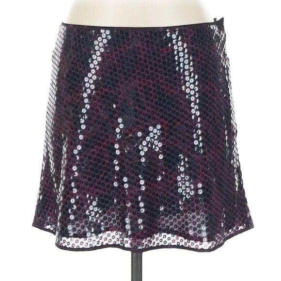 Vintage Y2K Express Mini Skirt Sequins Purple Swirl Party Clubbing Size 3/4 - Picture 2 of 8
